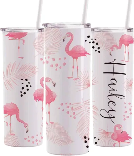 Miniatura 4 de AVITO Vaso aislado de acero inoxidable, 20 onzas, flamenco, personalizado, vacaciones, regalo de dama de honor