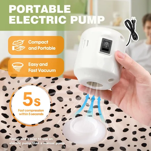 Miniatura 4 de 10 bolsas de almacenamiento al vacío para viajes con bomba eléctrica, 2 grandes + 4 medianas + 4 pequeñas bolsas selladoras al vacío, bolsas 8