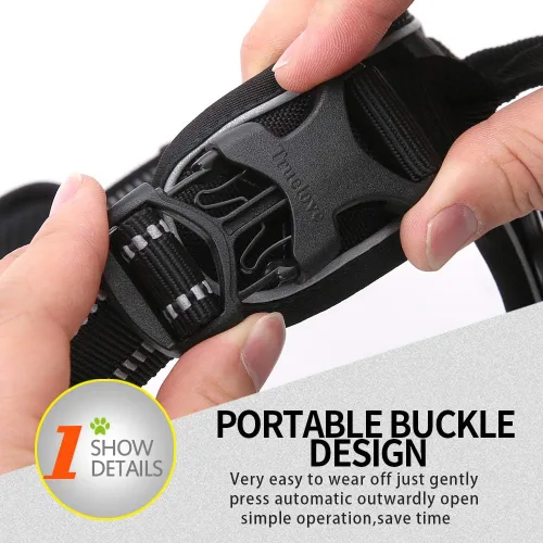Miniatura 4 de JUXZH Truelove Arnés para perro sin tirones con mango de fácil control y 2 accesorios para correa, chaleco reflectante ajustable para mascotas Negro