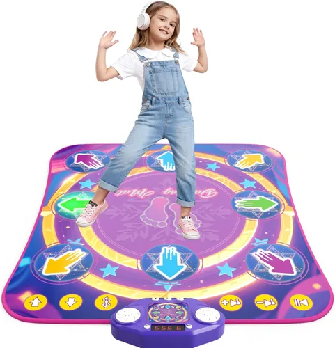 Miniatura 10 de Juguetes de alfombrilla de baile para niñas y niños de 3 a 12 años, alfombrillas de baile con 8 botones iluminados y Bluetooth inalámbrico, juguete