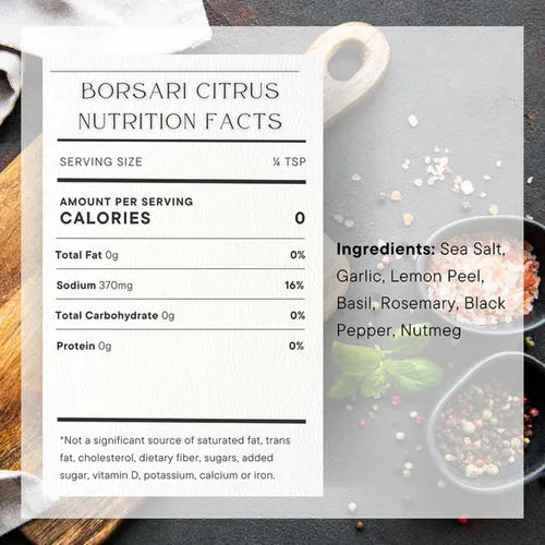 Miniatura 2 de Borsari Condimento de sal cítrica – Sal sazonada gourmet con limón, pimienta y hierbas – Sal de condimento cítrico premium – Mezcla de condimentos