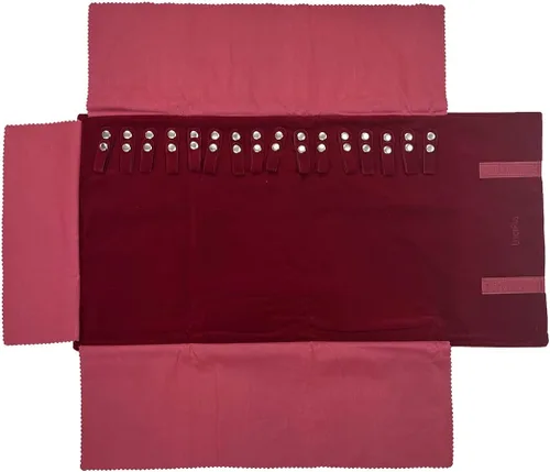 Miniatura 5 de UnionPlus Estuche de joyería de viaje, organizador de bolsas para collares, pulseras, color borgoña