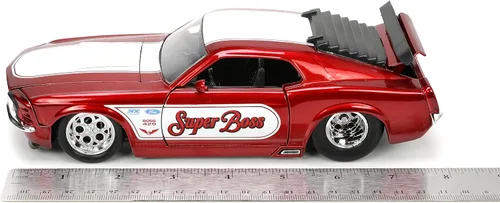 Miniatura 7 de Jada Big Time Muscle 1:24 1970 Ford Mustang Boss 429 - Auto fundido a presión, color rojo caramelo, juguetes para niños y adultos