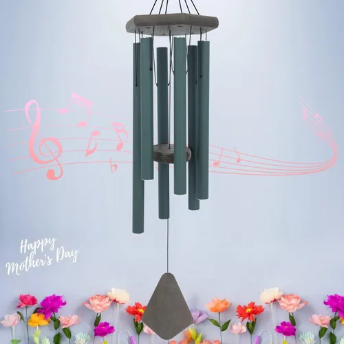 Miniatura 14 de Campanillas de viento para exteriores, campanillas de viento conmemorativas con 6 tubos de metal largos, carillón de viento de condolencia