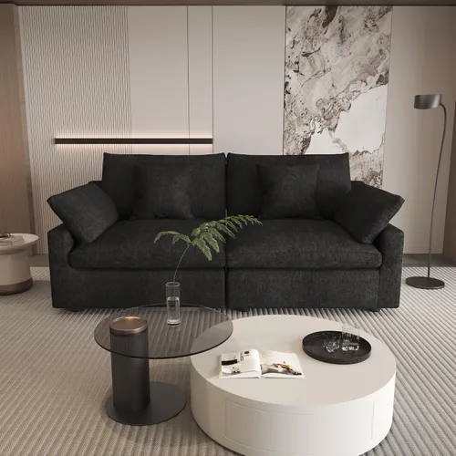 Miniatura 40 de WJShome Sofá Seccional Cloud Couch de 83 pulgadas para sala de estar, sofá seccional modular relleno de plumón, sofás en forma de L con otomana