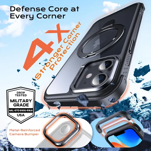 Miniatura 3 de Anqrp Funda transparente con función atril magnética con junta tórica para iPhone 12/12 Pro, compatible con Mag-Safe, de grado militar, reforzada