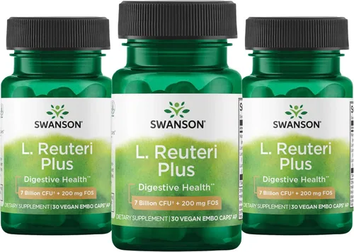 Miniatura 9 de Swanson L. Reuteri Probiótico Plus con L. Rhamnosus, L. Acidophilus y FOS Prebiótico Apoyo Digestivo - Promueve la Salud Intestinal con 7 mil