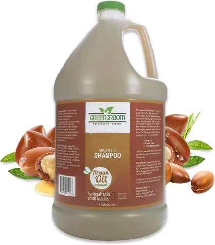Green Groom Champú para perros con aceite de argán, 1 galón, vitamina E y antioxidante rico, restaura el brillo, hidratante, ingredientes naturales,