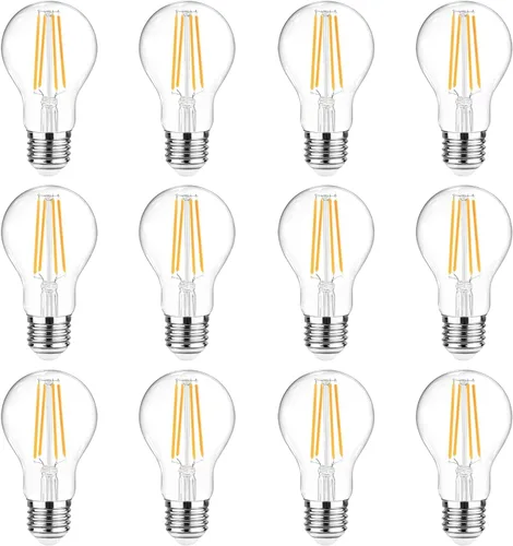 Miniatura 13 de Ascher - Bombillas de filamento LED E26, equivalentes a 60 W, luz blanca cálida de 2700 K, no regulables, vidrio transparente clásico, bombillas LED