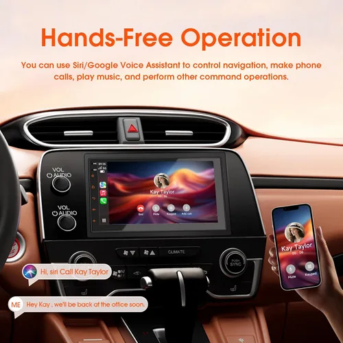 Miniatura 8 de Haudio Estéreo de coche de doble DIN, pantalla táctil HD de 7 pulgadas con Apple Carplay inalámbrico y Android Auto, Mirror Link, Bluetooth 5.4