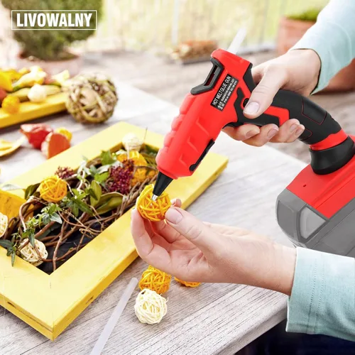 Miniatura 5 de LIVOWALNY Pistola de pegamento caliente inalámbrica compatible con batería Milwaukee de 18 V (solo herramienta), pistola de pegamento caliente y 30