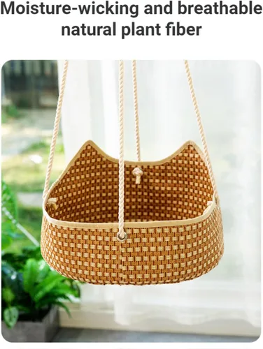 Miniatura 5 de Hamaca de ratán para gatos, cesta colgante de verano para balcón, cama de gato, nido de sol, jaula, suministros para mascotas