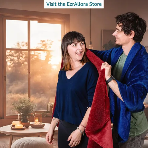 Miniatura 3 de EzrAllora Manta Poncho de Doble Capa Premium para Mujeres -Ponte y Listo Sin Mangas- Chal de Vellón Sherpa con Bolsillos - Manta Vestible - Regalos