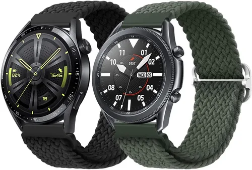 Qimela Paquete de 2 correas trenzadas de nailon deportivas compatibles con Samsung Galaxy Watch 3 de 1.772 pulgadas/Galaxy Watch 1.811 pulgadas/Gear
