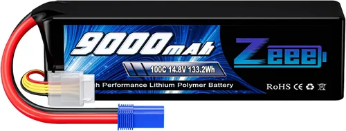 Zeee 4S Lipo Batería 9000mAh 14.8V 100C RC Lipos EC5 conector con placas de metal compatible con Xmaxx RC Car RC Truck RC Tank RC Modelos RC