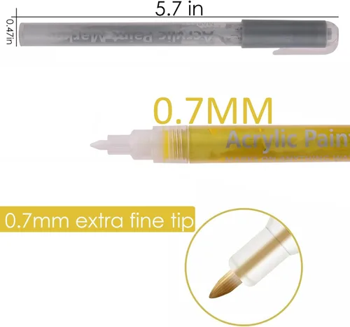 Miniatura 4 de VIANZE Bolígrafos de pintura acrílica con pincel y puntas finas para pintura de roca, vidrio, madera, cerámica, tela, metal, lienzo, kit de calabaza