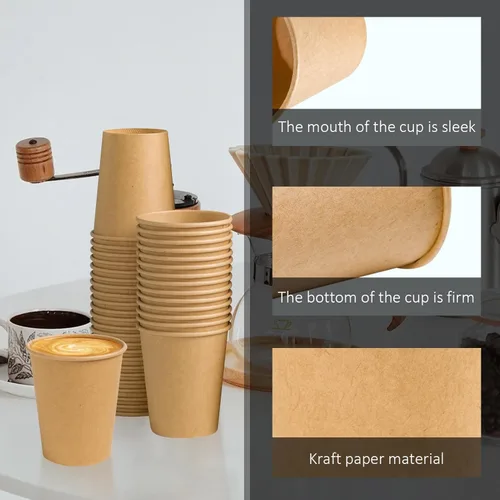 Miniatura 3 de Clawsoff Paquete de 400 vasos de papel de 8 onzas, vasos de café de papel kraft desechables, vasos de papel sin blanquear para fiestas de bebidas