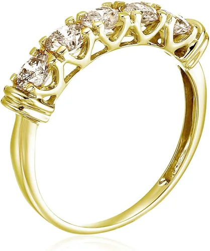 Miniatura 4 de Vir Jewels Anillo de compromiso con diamantes de 1 cttw certificado SI2-I1 de 5 piedras de oro amarillo de 14 quilates