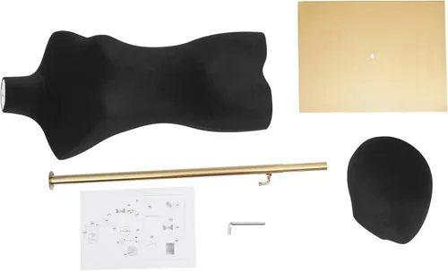 Miniatura 9 de Cuerpo de maniquí femenino Forma de vestido de tela de lino Manikin Torso con cabeza desmontable Altura ajustable Soporte de metal, para coser ropa