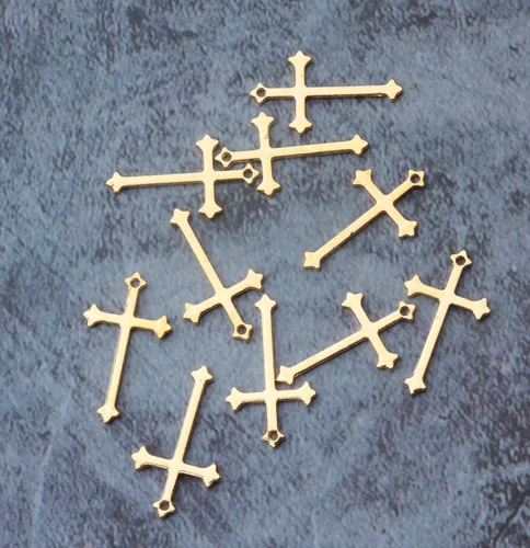 Miniatura 6 de Ruwado 50 dijes de cruz para fabricación de joyas, aleación de metal de 0.81 x 0.55 pulgadas, colgantes de cuentas pequeñas de Cristo Jesús