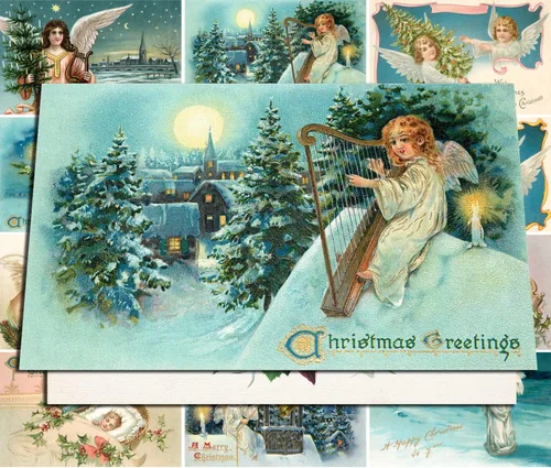 Miniatura 11 de PIXILUV Tarjetas de Navidad con Nieve Navideñas 12 Tarjetas Grandes ~ Navidad Blanca con Familia ~ Tarjetas Postales Navideñas Vintage Reimpresión