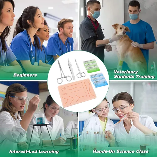 Miniatura 6 de Kit de práctica de sutura Ultrassist para estudiantes de medicina y veterinaria, kit de sutura inicial que incluye almohadilla de silicona duradera