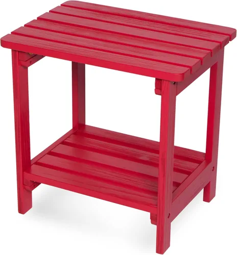 Shine Company Providence - Mesa auxiliar rectangular de madera maciza, mesa de patio Adirondack para exteriores, color rojo chile Rojo (Chili Red)