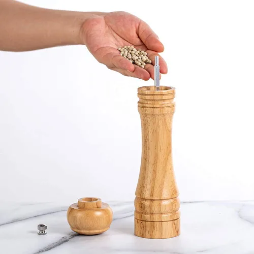 Miniatura 6 de Juego de molinillo de pimienta de madera Kit de molinillo de pimienta Manual Molinillos sólidos con molinillos de cerámica ajustables fuertes