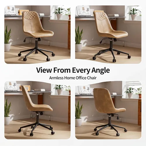 Miniatura 8 de DUHOME Silla de oficina moderna de cuero PU Silla de escritorio Silla giratoria para computadora Camel