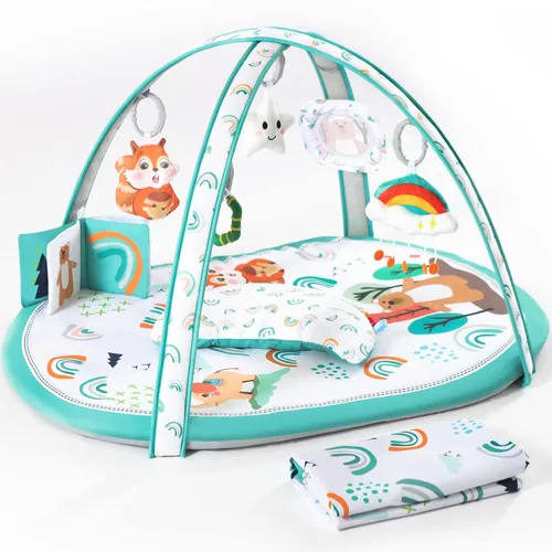 Ibabejoy - Gimnasio de juego para bebés, gimnasio de juego basado en escenarios con 2 fundas lavables a máquina para recién nacidos a niños, tapete