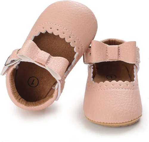 Miniatura 4 de COSANKIM Zapatos planos Mary Jane para bebés y niñas, suela de goma antideslizante, zapatos de vestir de princesa para boda