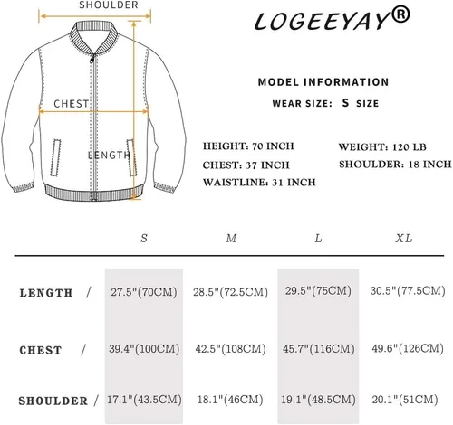 Miniatura 7 de LOGEEYAR Chaqueta Bomber para Hombre Chaqueta Casual Ligera de Bloques de Color Cortavientos Abrigo con Bolsillo