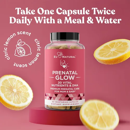 Miniatura 7 de Glow Vitaminas prenatales + folato & DHA – Multivitamínico para nutrir el embarazo, para bebés y mamá saludables – Ácido fólico, jengibre, zinc