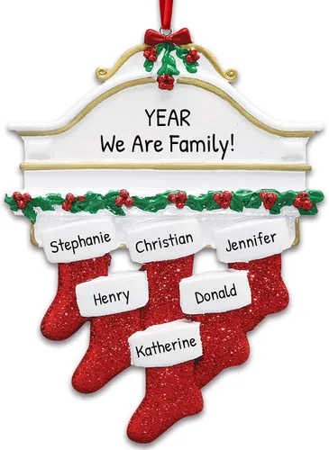Miniatura 11 de Adornos de Navidad familiares personalizados – Medias de Navidad personalizadas con nombres, regalos para parejas, adornos 2024, nuestra primera