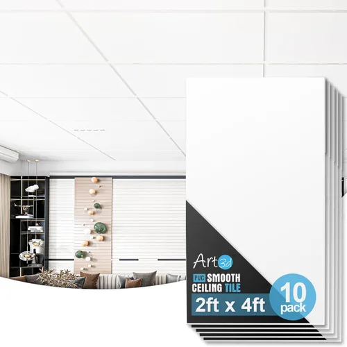 Miniatura 12 de Art3d Paneles Acústicos para Techo Suspendido 24x48 Paquete de 10, Paneles Insonorizados 2x4ft para Revestimientos de Pared, Blanco