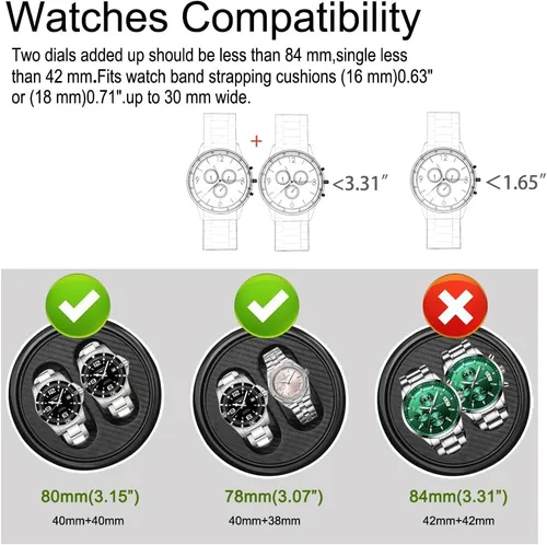 Miniatura 7 de J&T Technology Enrollador automático de reloj para 4 rotador de reloj + 6 almacenamiento de relojes, 2 modos de rotación, motor Mabuchi japonés