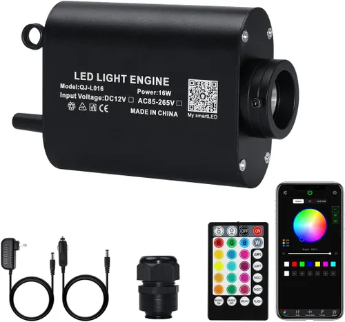 Miniatura 12 de AMKI Motor de fuente de luz de 32W con doble puerto de alta luminosidad, modo de sonido parpadeante, control remoto/APP, RGBW, para kit de luz
