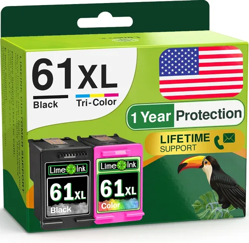 Limeink Paquete combinado de 2 cartuchos de tinta remanufacturados para cartuchos de tinta HP 61 para cartuchos HP 61 para cartuchos Envy 4500 61xl