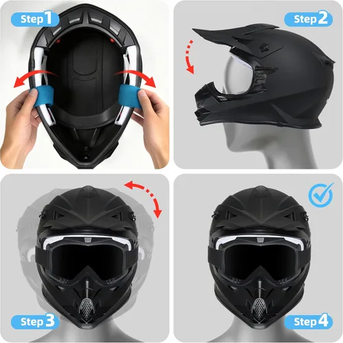 Miniatura 9 de Casco de motocross para niños, casco de motocross para niños, casco de motocross para todoterreno, UTV, BMX, casco de motocicleta con guantes