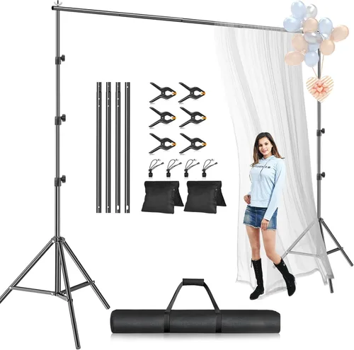 Miniatura 11 de Kit de soporte para telón de fondo EMART, marco ajustable de 8.5 x 10 pies para fotografía, soporte de fondo para pancarta de sesión de fotos
