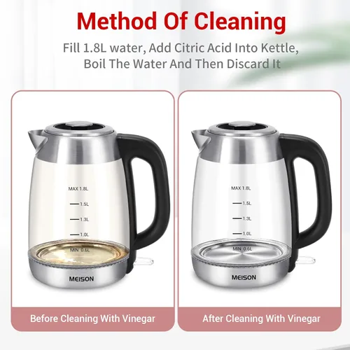 Miniatura 7 de Hervidores de té eléctricos de vidrio para agua hirviendo, hervidor eléctrico de ebullición rápida, calentador de caldera de agua caliente, tetera