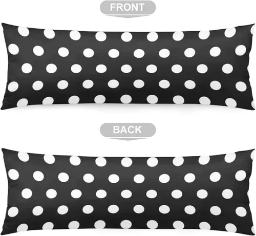 Miniatura 5 de Funda de almohada corporal de lunares en blanco y negro, funda de almohada larga abstracta con cremallera, funda de almohada decorativa suave