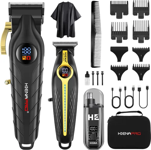 HIENA PRO Cortadora de pelo profesional para hombres, juego eléctrico de cortapelos para kit de peluquería, juego de cortapelos y recortadora, juego