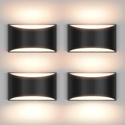 Miniatura 11 de Juego de 2 apliques de pared LED modernos negros con cable para interiores, luces de montaje en pared arriba y abajo, para sala de estar