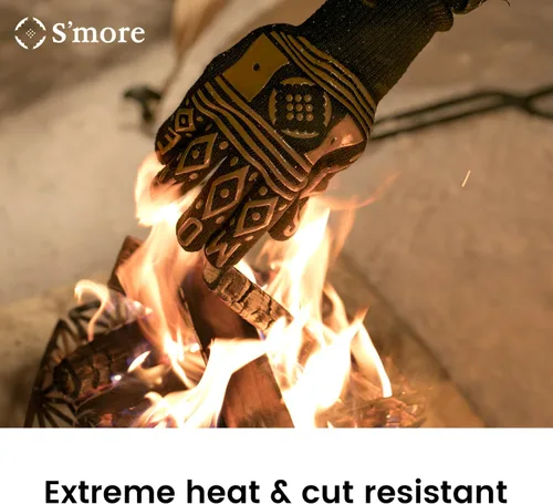 Miniatura 3 de S'more Guantes de barbacoa resistentes al calor, guantes de parrilla al aire libre, guantes de silicona antideslizantes para horno, guantes largos