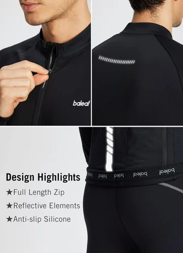 Miniatura 5 de BALEAF Camiseta de ciclismo de manga larga para hombre para ciclismo de carretera para bicicleta de montaña bolsillos con cremallera completa UPF50