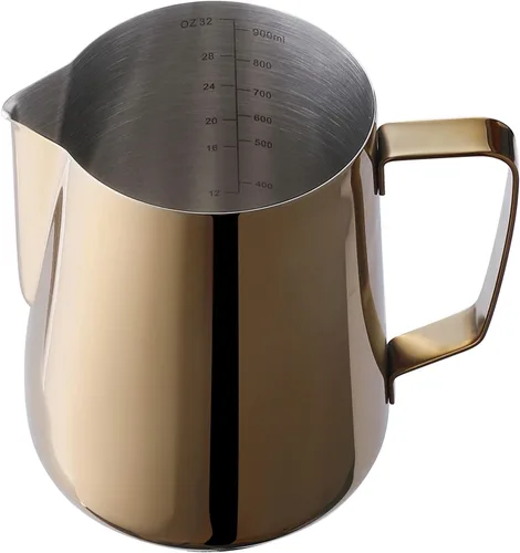 Miniatura 10 de Jarra de espuma de leche de 20 onzas, taza de acero inoxidable, perfecta para café con leche, capuchino, espumador de leche de acero inoxidable