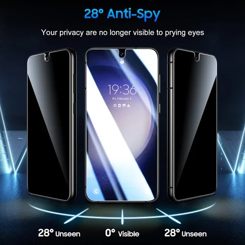 Miniatura 4 de UniqueMe Protector de pantalla de privacidad para Samsung Galaxy S23 Plus, compatible con huellas dactilares ultrasónicas, [2+2 unidades] Vidrio
