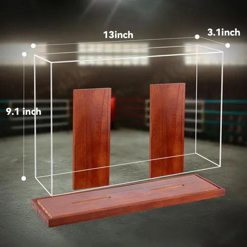 Miniatura 2 de MMA - Vitrina de guantes - Sin montaje - Escaparate de acrílico transparente con base de madera, caja de recuerdos y coleccionables con protección