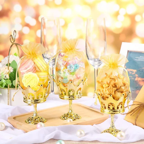 Miniatura 7 de 30 piezas de copa de corona rellenable de oro con bolsa para caja de dulces, regalos de boda, fiesta, contenedor decorativo de almacenamiento